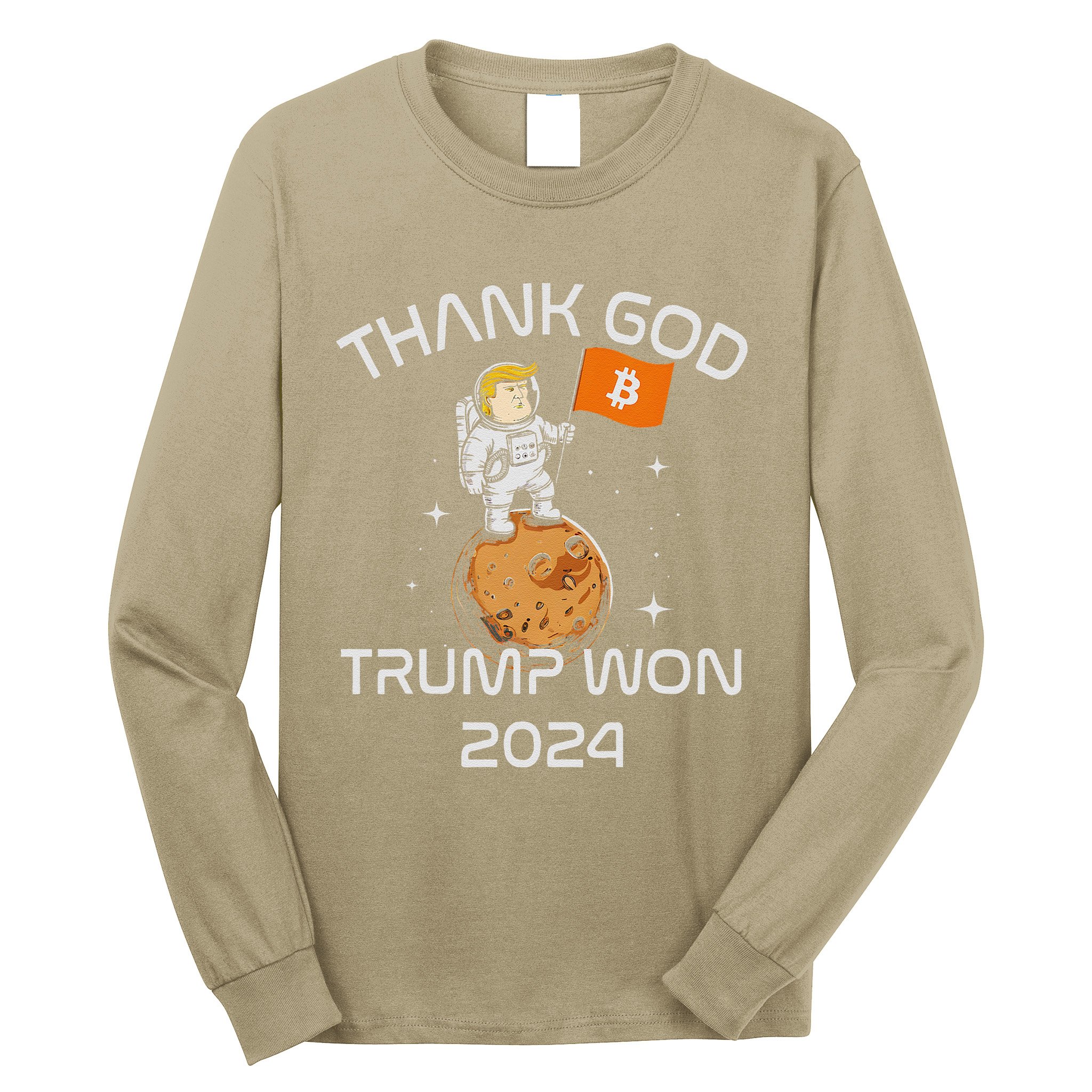 Kawaii Trump Thank God Bitcoin To The Moon Inauguration Long Sleeve Shirt