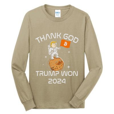 Kawaii Trump Thank God Bitcoin To The Moon Inauguration Tall Long Sleeve T-Shirt