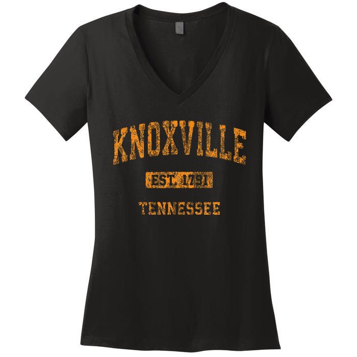 Knoxville Tennessee Tn Vintage Athletic Sports Women's V-Neck T-Shirt