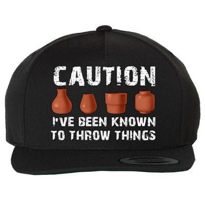 Known To Throw Things Ceramic Pottery Artist Art Lover Maker Wool Snapback Cap