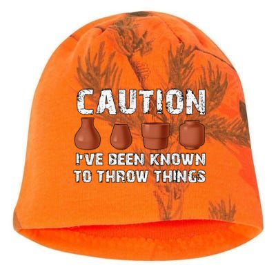 Known To Throw Things Ceramic Pottery Artist Art Lover Maker Kati - Camo Knit Beanie