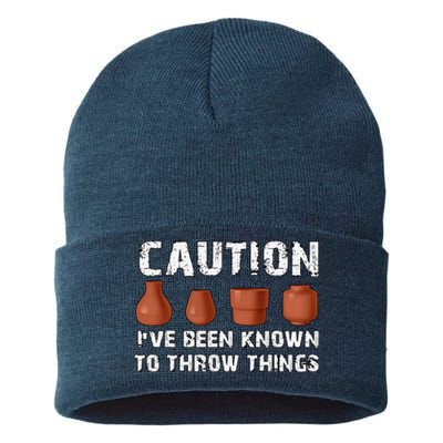 Known To Throw Things Ceramic Pottery Artist Art Lover Maker Sustainable Knit Beanie