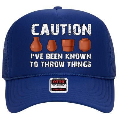 Known To Throw Things Ceramic Pottery Artist Art Lover Maker High Crown Mesh Back Trucker Hat