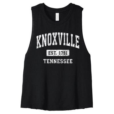 Knoxville Tennessee Tn Vintage Athletic Sports Women's Racerback Cropped Tank