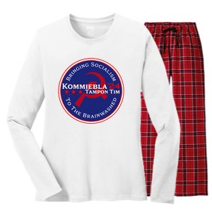 Kommiebla Tampon Tim 24 Political Satire Women's Long Sleeve Flannel Pajama Set 