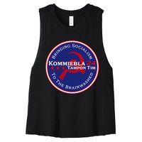 Kommiebla Tampon Tim 24 Political Satire Women's Racerback Cropped Tank