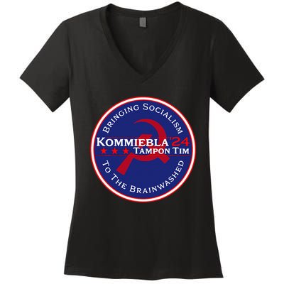 Kommiebla Tampon Tim 24 Political Satire Women's V-Neck T-Shirt