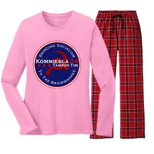 Kommiebla Tampon Tim 24 Political Satire Women's Long Sleeve Flannel Pajama Set 