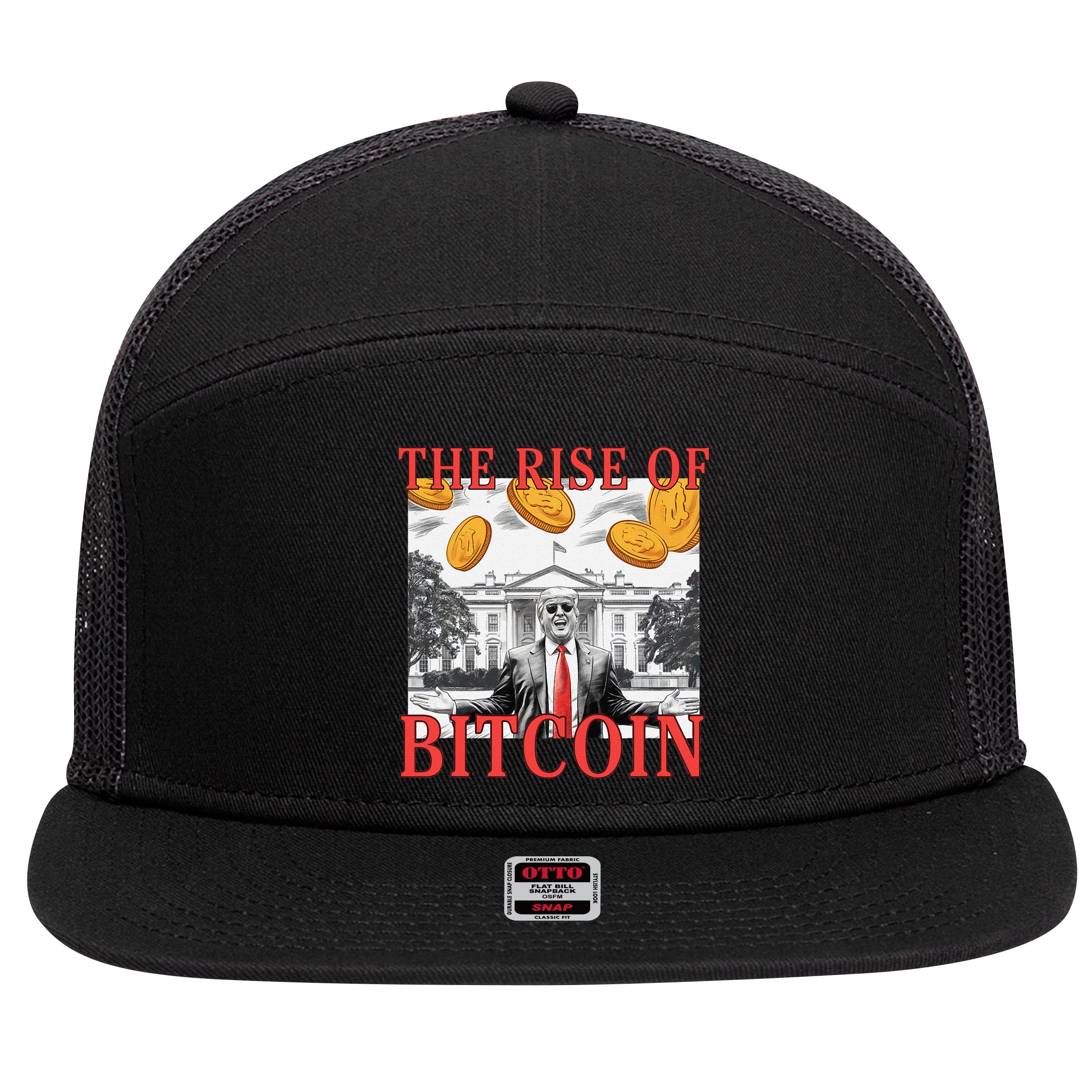 Kawaii Trump The Rise Of Bitcoin White House DaddyS Home 7 Panel Mesh Trucker Snapback Hat