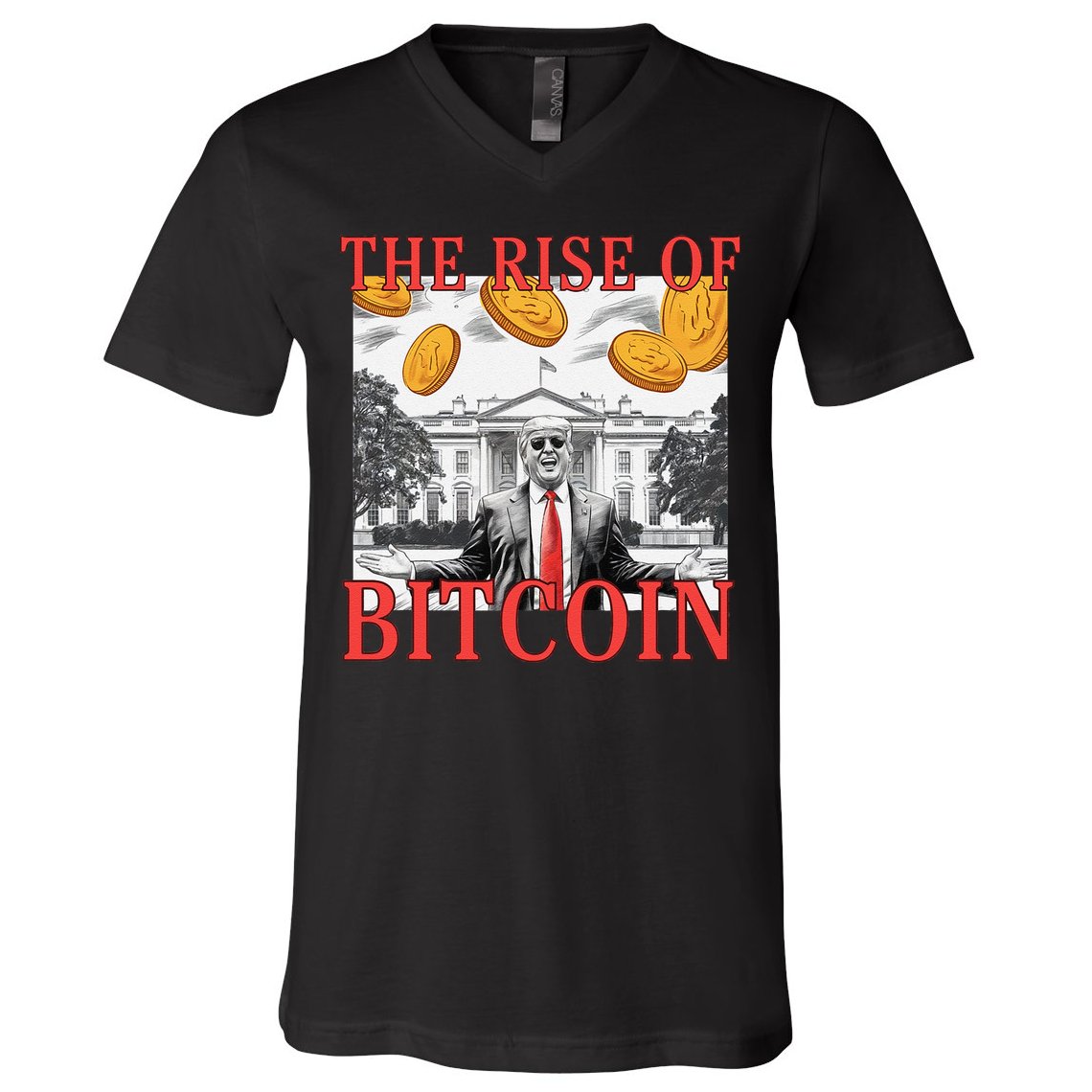 Kawaii Trump The Rise Of Bitcoin White House DaddyS Home V-Neck T-Shirt
