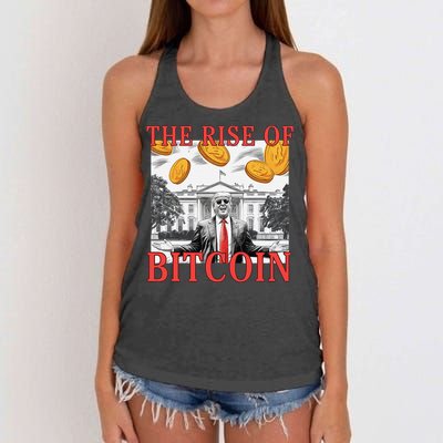Kawaii Trump The Rise Of Bitcoin White House DaddyS Home Women's Knotted Racerback Tank