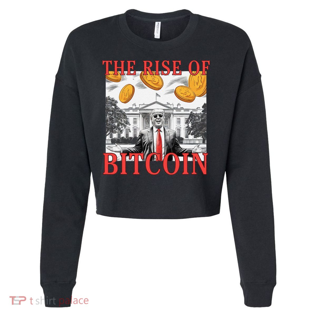 Kawaii Trump The Rise Of Bitcoin White House DaddyS Home Cropped Pullover Crew