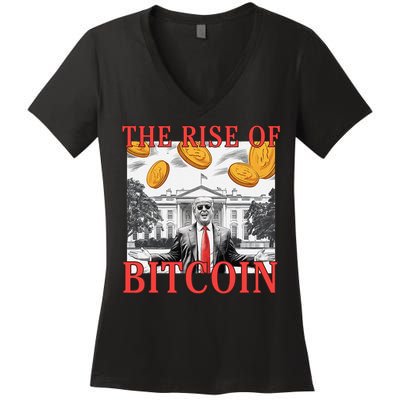 Kawaii Trump The Rise Of Bitcoin White House DaddyS Home Women's V-Neck T-Shirt