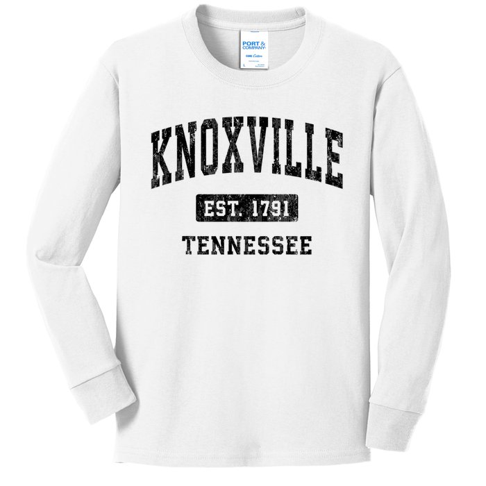 Knoxville Tennessee Tn Vintage Established Athletic Sports Design Kids Long Sleeve Shirt