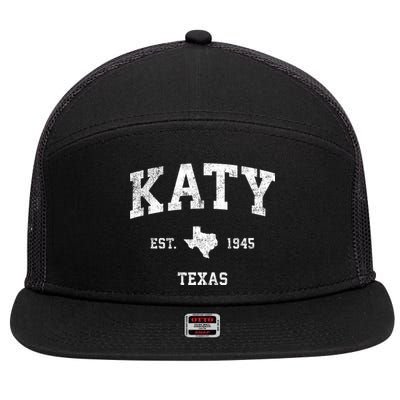 Katy Texas Tx Vintage Athletic Sports Design Established 7 Panel Mesh Trucker Snapback Hat