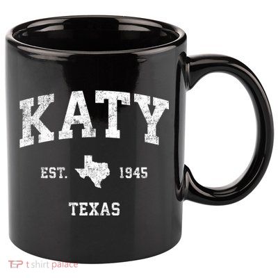 Katy Texas Tx Vintage Athletic Sports Design Established 11oz C Handle Ceramic Mug