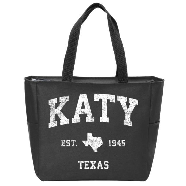 Katy Texas Tx Vintage Athletic Sports Design Established Zip Tote Bag