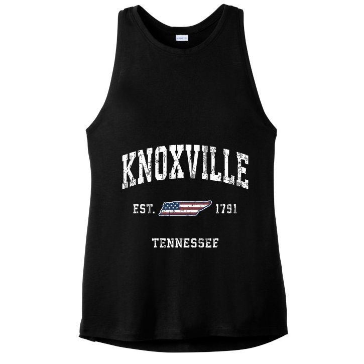 Knoxville Tennessee Tn Vintage American Flag Sports Design Ladies PosiCharge Tri-Blend Wicking Tank