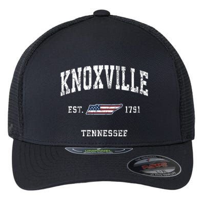 Knoxville Tennessee Tn Vintage American Flag Sports Design Flexfit Unipanel Trucker Cap