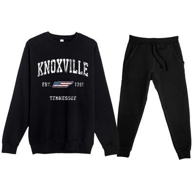 Knoxville Tennessee Tn Vintage American Flag Sports Design Premium Crewneck Sweatsuit Set