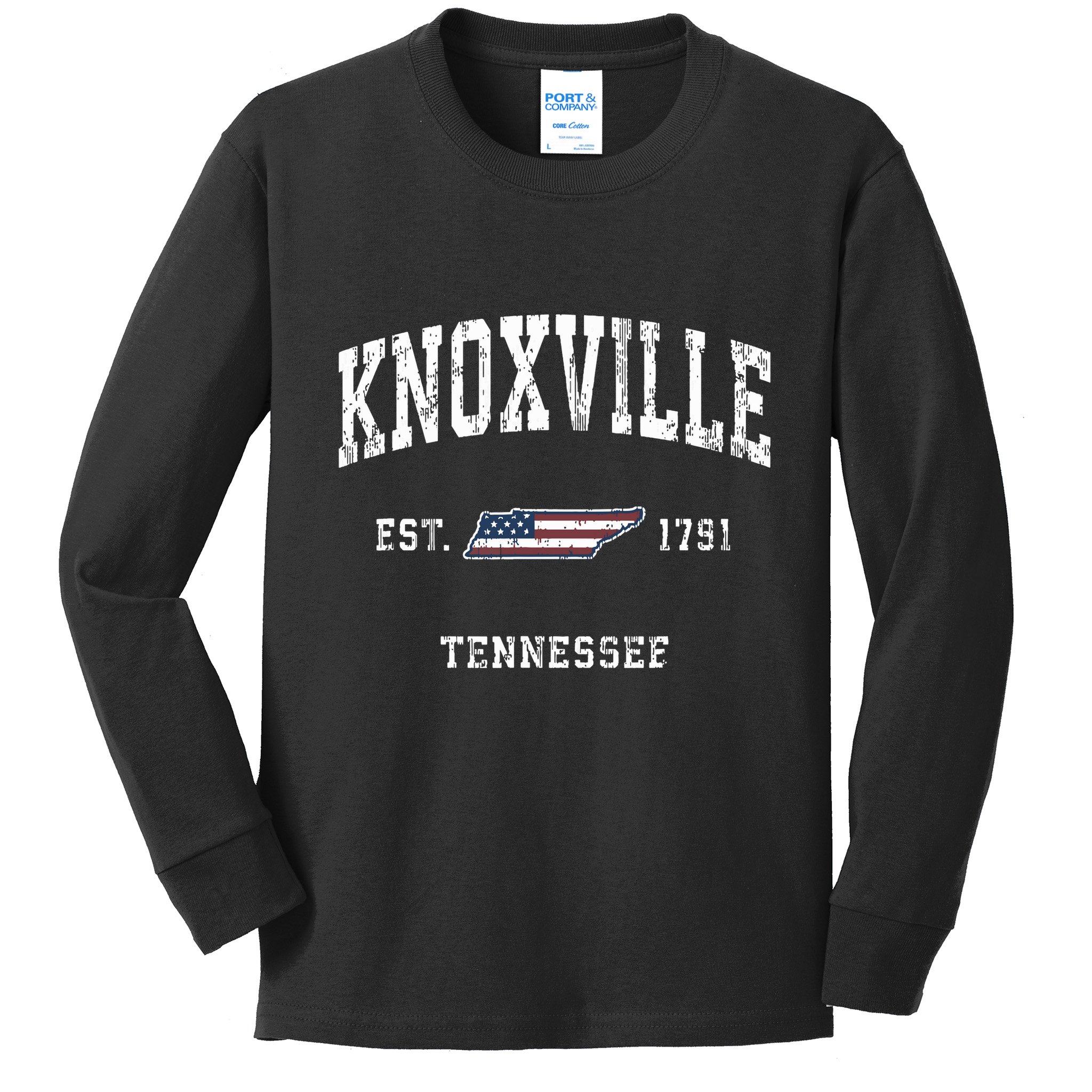 Knoxville Tennessee Tn Vintage American Flag Sports Design Kids Long Sleeve Shirt
