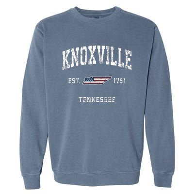 Knoxville Tennessee Tn Vintage American Flag Sports Design Garment-Dyed Sweatshirt