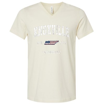 Knoxville Tennessee Tn Vintage American Flag Sports Design V-Neck T-Shirt