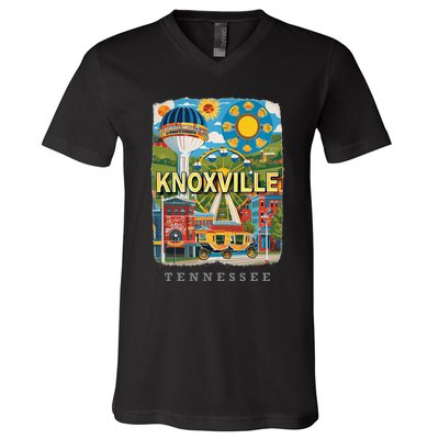 Knoxville Tennessee Tn Historic Downtown Sd136 V-Neck T-Shirt