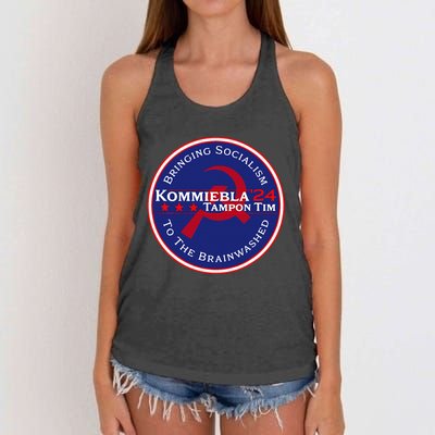 Kommiebla Tampon Tim 24 Political Satire Women's Knotted Racerback Tank