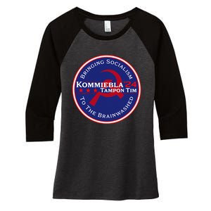 Kommiebla Tampon Tim 24 Political Satire Women's Tri-Blend 3/4-Sleeve Raglan Shirt