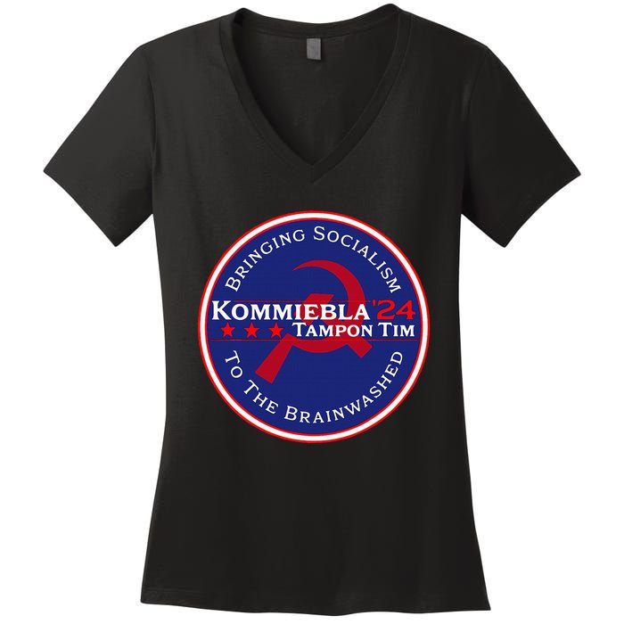 Kommiebla Tampon Tim 24 Political Satire Women's V-Neck T-Shirt