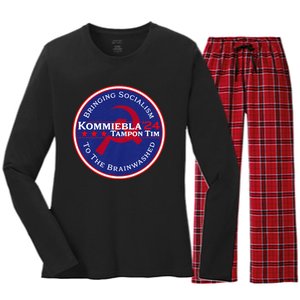 Kommiebla Tampon Tim 24 Political Satire Women's Long Sleeve Flannel Pajama Set 