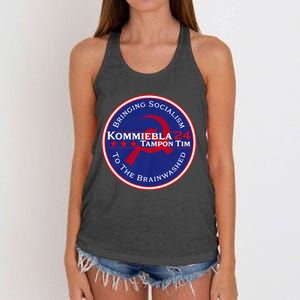 Kommiebla Tampon Tim 24 Political Satire Women's Knotted Racerback Tank