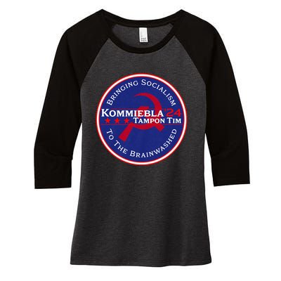 Kommiebla Tampon Tim 24 Political Satire Women's Tri-Blend 3/4-Sleeve Raglan Shirt