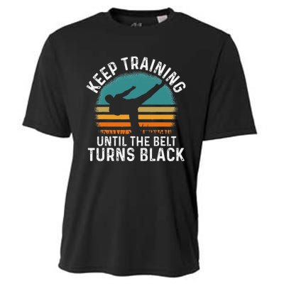 Keep Training Until The Belt Turns Black Retro Karate Cooling Performance Crew T-Shirt