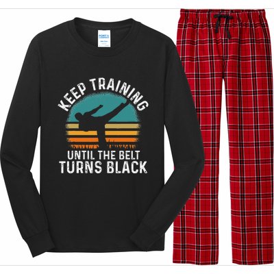 Keep Training Until The Belt Turns Black Retro Karate Long Sleeve Pajama Set