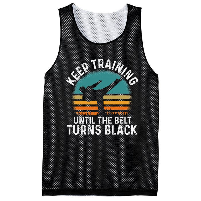 Keep Training Until The Belt Turns Black Retro Karate Mesh Reversible Basketball Jersey Tank