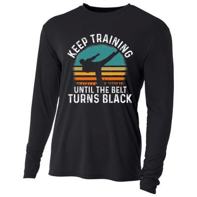 Keep Training Until The Belt Turns Black Retro Karate Cooling Performance Long Sleeve Crew