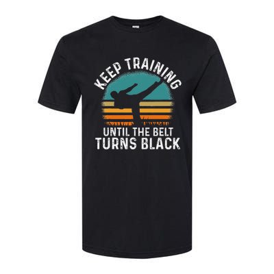 Keep Training Until The Belt Turns Black Retro Karate Softstyle CVC T-Shirt