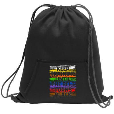 Keep Training Until Belt Turns Black Karate Taekwondo Gift Sweatshirt Cinch Pack Bag