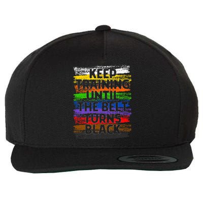 Keep Training Until Belt Turns Black Karate Taekwondo Gift Wool Snapback Cap