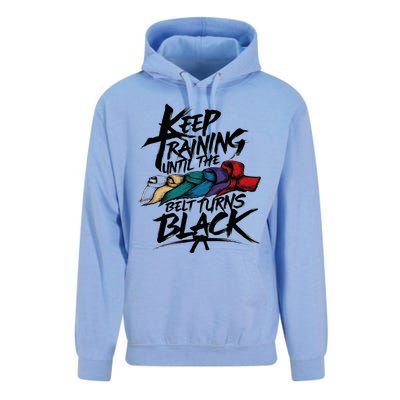 Keep Training Until The Belt Turns Black Karate Taekwondo Unisex Surf Hoodie