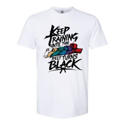 Keep Training Until The Belt Turns Black Karate Taekwondo Softstyle® CVC T-Shirt