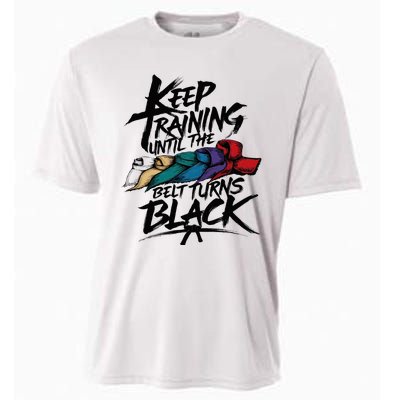 Keep Training Until The Belt Turns Black Karate Taekwondo Cooling Performance Crew T-Shirt