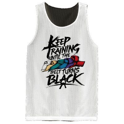 Keep Training Until The Belt Turns Black Karate Taekwondo Mesh Reversible Basketball Jersey Tank