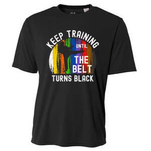 Keep Training Until Belt Turns Black Karate Taekwondo Judo Cooling Performance Crew T-Shirt