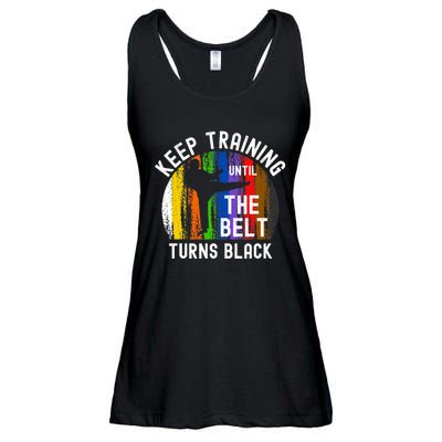 Keep Training Until Belt Turns Black Karate Taekwondo Judo Ladies Essential Flowy Tank