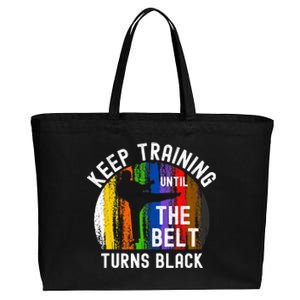 Keep Training Until Belt Turns Black Karate Taekwondo Judo Cotton Canvas Jumbo Tote