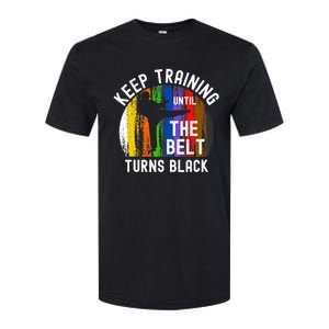 Keep Training Until Belt Turns Black Karate Taekwondo Judo Softstyle CVC T-Shirt