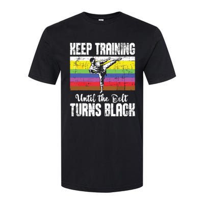 Keep Training Until The Belt Turns Black Karate Taekwondo Softstyle® CVC T-Shirt